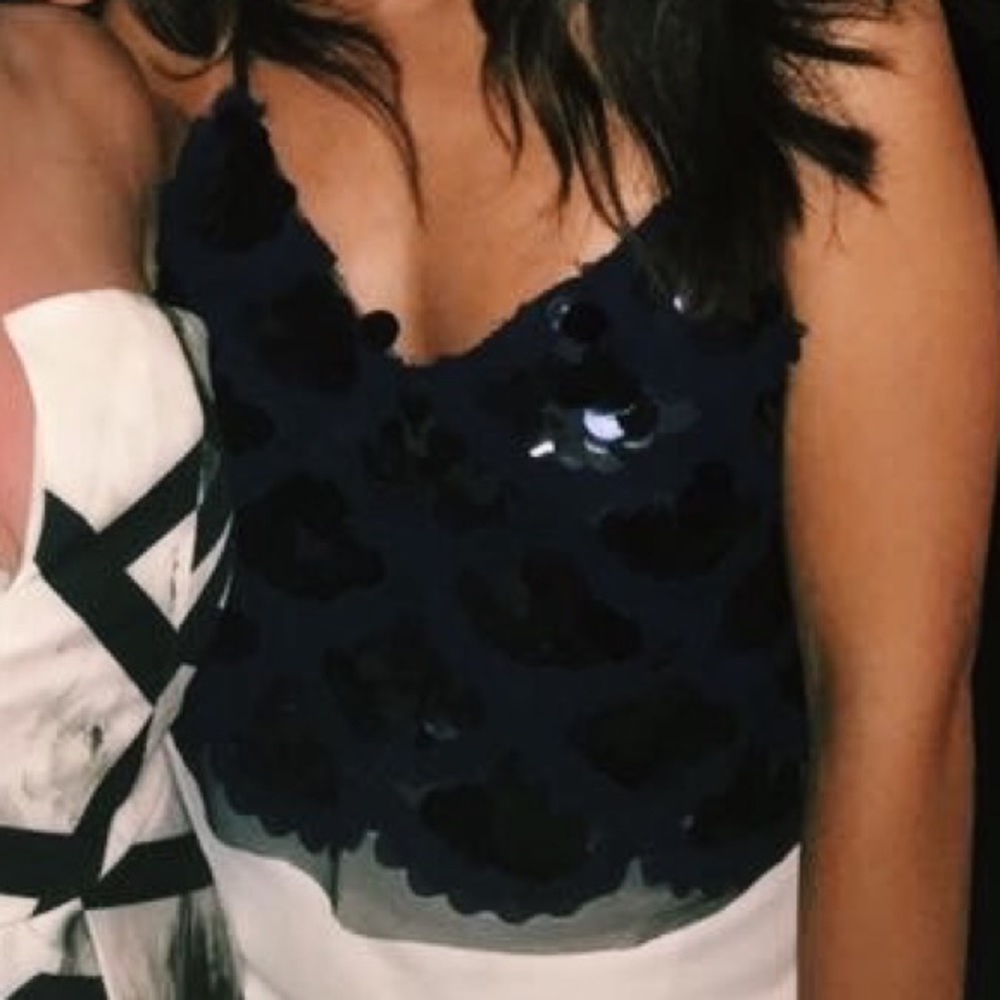 Black & blue sequin top